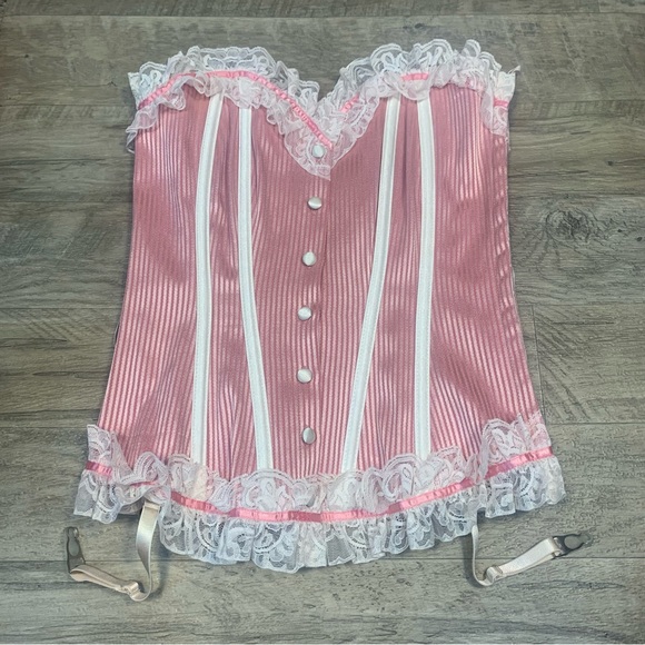 Shirley of Hollywood Other - Shirley of Hollywood Striped Satin Lace Boned Corset Coquette Candy